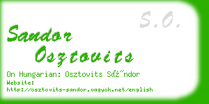 sandor osztovits business card